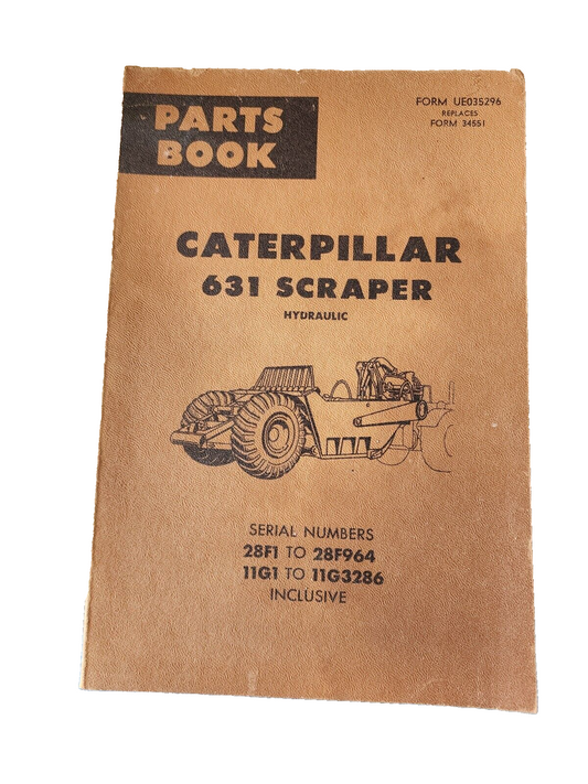 CAT Caterpillar 631 Scraper Hydraulic Parts Book Replaces Form 34551