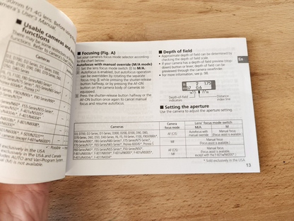 INSTRUCTION MANUAL Nikon AF-S Nikkor 24-120mm f/4G - Very Good