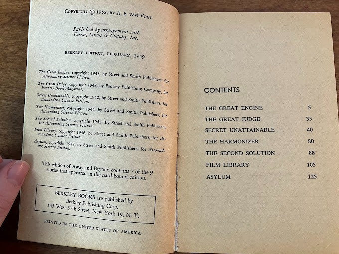 Vintage Paperback: Away and Beyond by A. E. Van Vogt