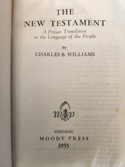 The New Testament, Charles Williams Black Leather, 1960 Moody Press
