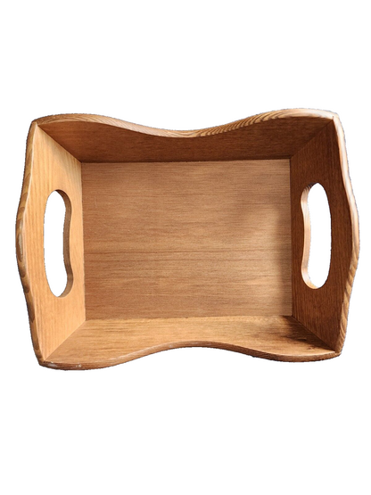 VINTAGE 1982 TELEFLORA SMALL WOOD SERVING TRAY WITH HANDLES