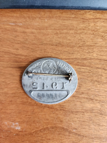 VINTAGE CHAUFFEUR 1942 OHIO REGISTERED LICENSED BADGE 114649