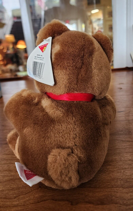 Vtg DAKIN Teddy Bear Plush 1985 Red Bow and Heart