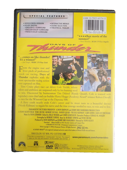 Days Of Thunder DVD - GOOD