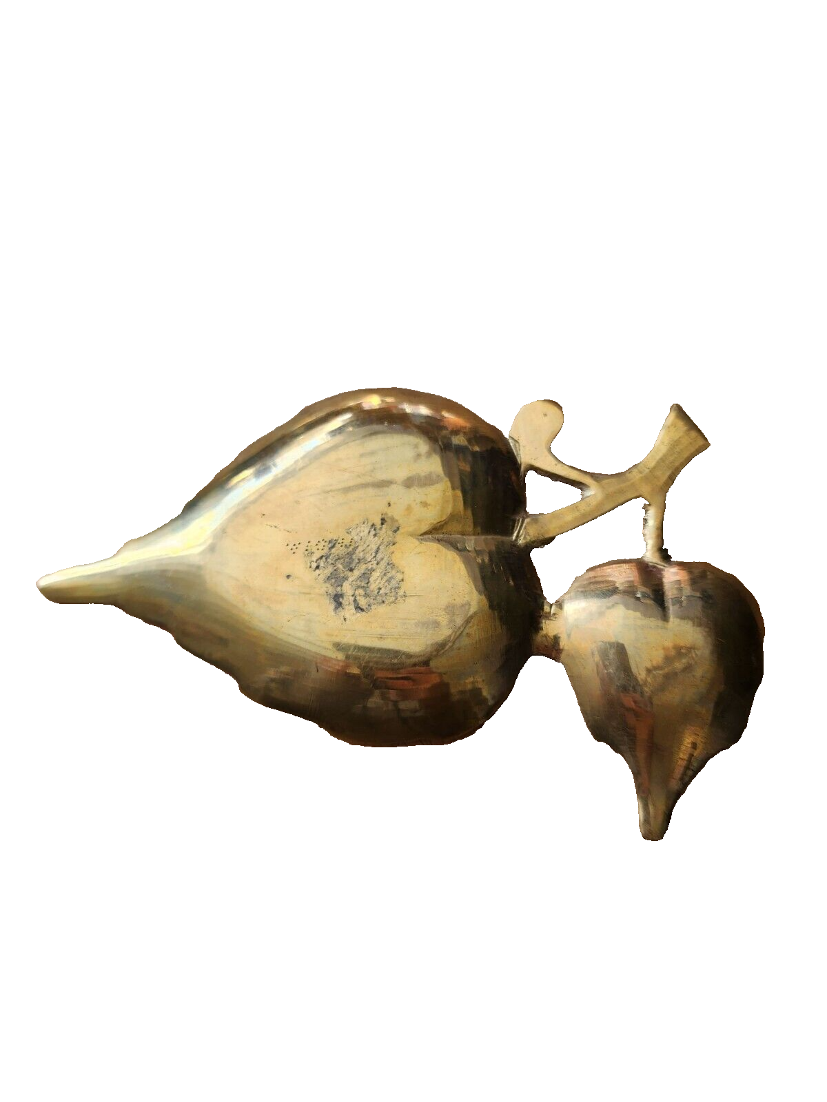 Brass Small Tray Jewelry Dish Footed Leaf Nature Grooved 4 X 6