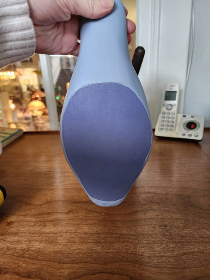 Hand Carved Wooden Duck Blue and Pink - 11"