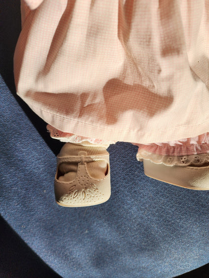 Vtg Cabbage Patch Kids Girl Brown Hair Eyes Factory 1985 Pink Dress & Pants