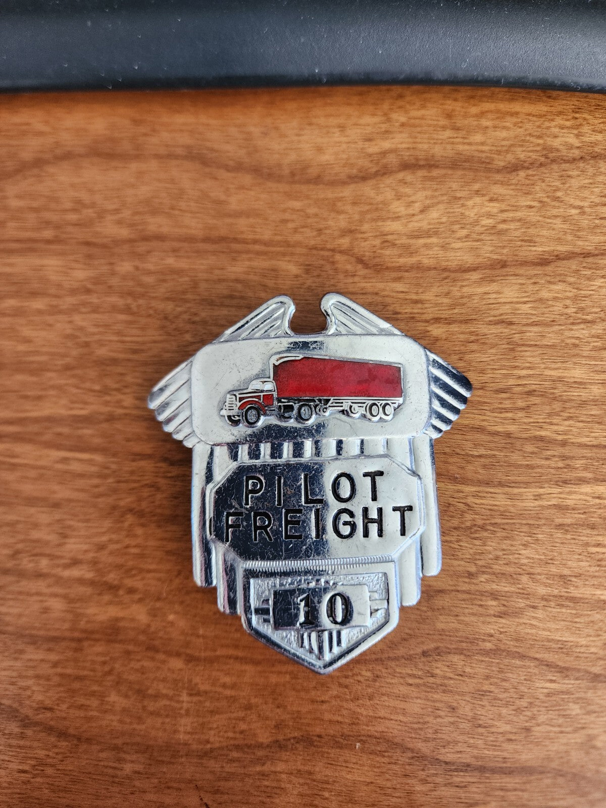 Vtg Pilot Freight Enameled Cap Badge