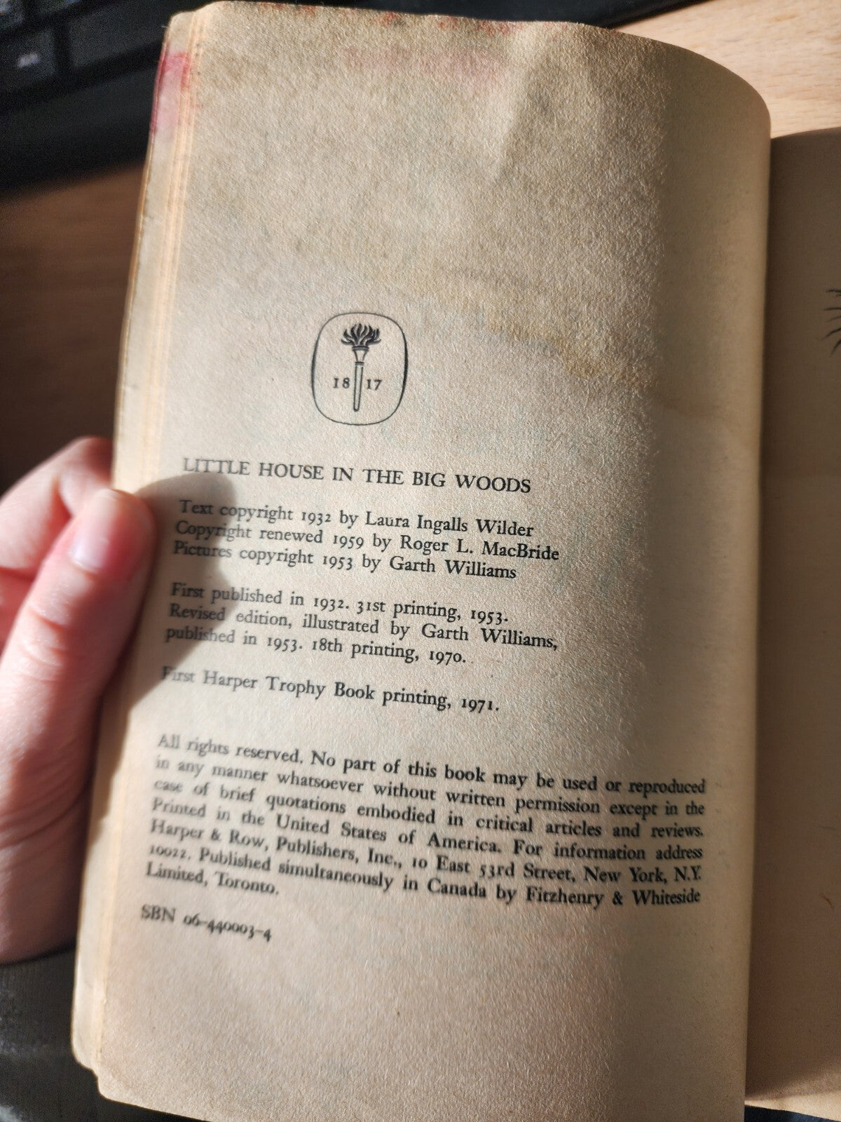Little House In The Big Woods Laura Ingalls Wilder Paperback 1971