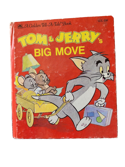 1985 Tom & Jerry's Big Move by Jean Lewis A Golden Book Hardcover