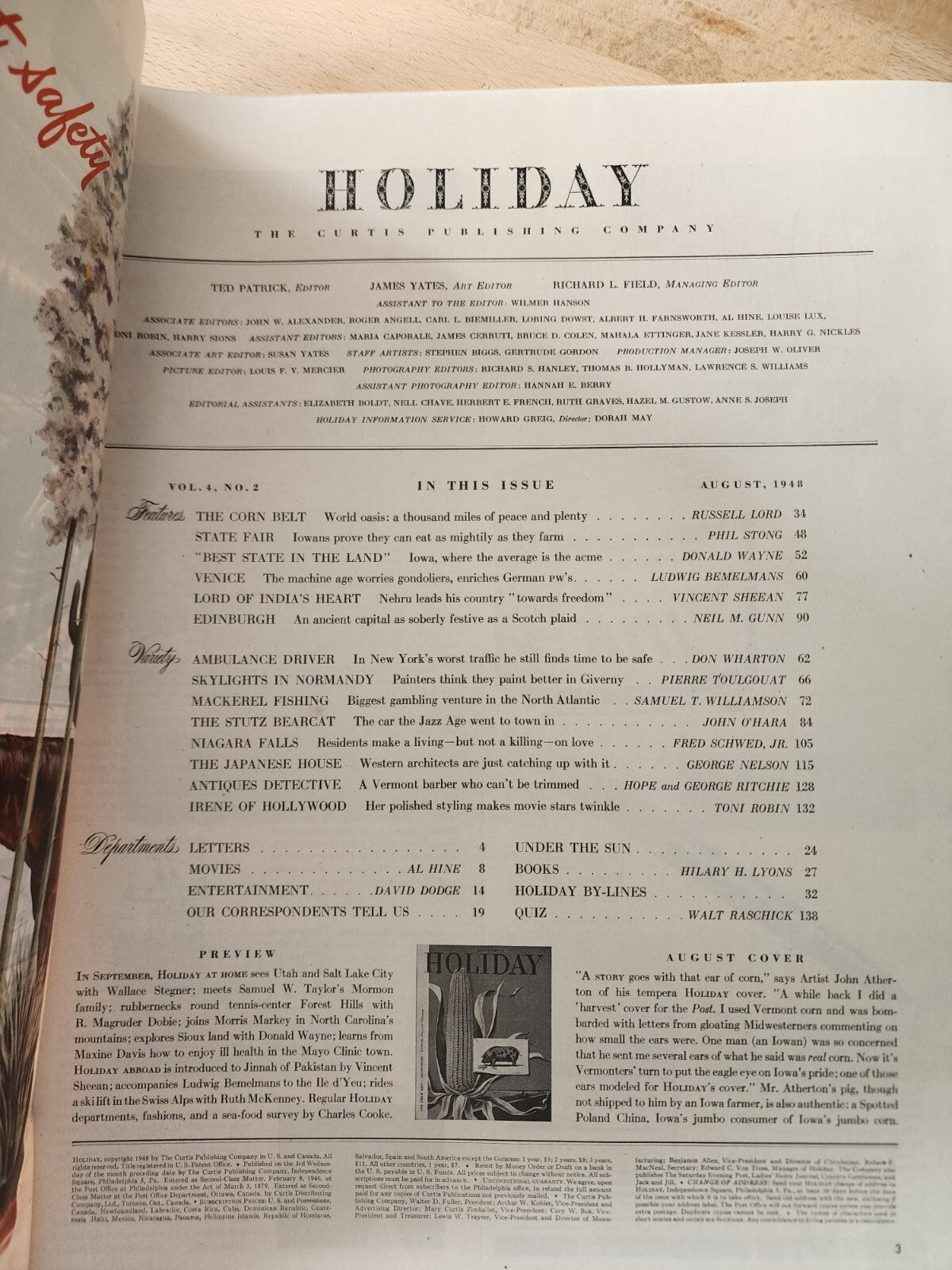 1948 AUGUST HOLIDAY MAGAZINE - THE CORN BELT