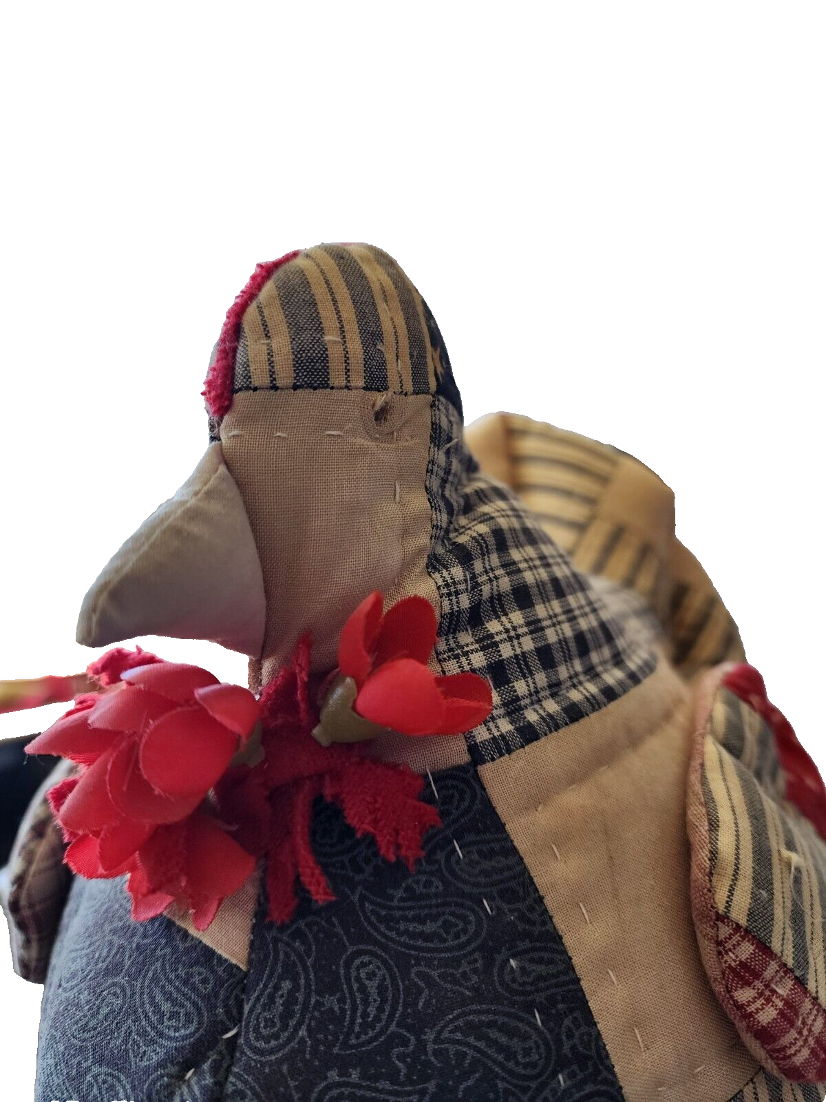 Patchwork Chicken Cloth Stuffed Freestanding Farmhouse Decor 11"