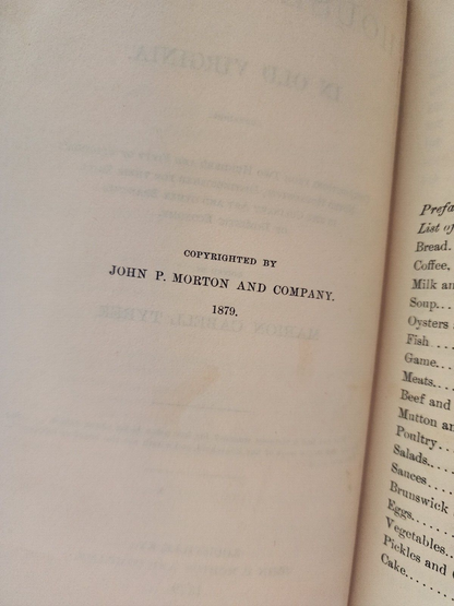 Housekeeping In Old Virginia 1879 Edition Cookbook vtg Hardcover