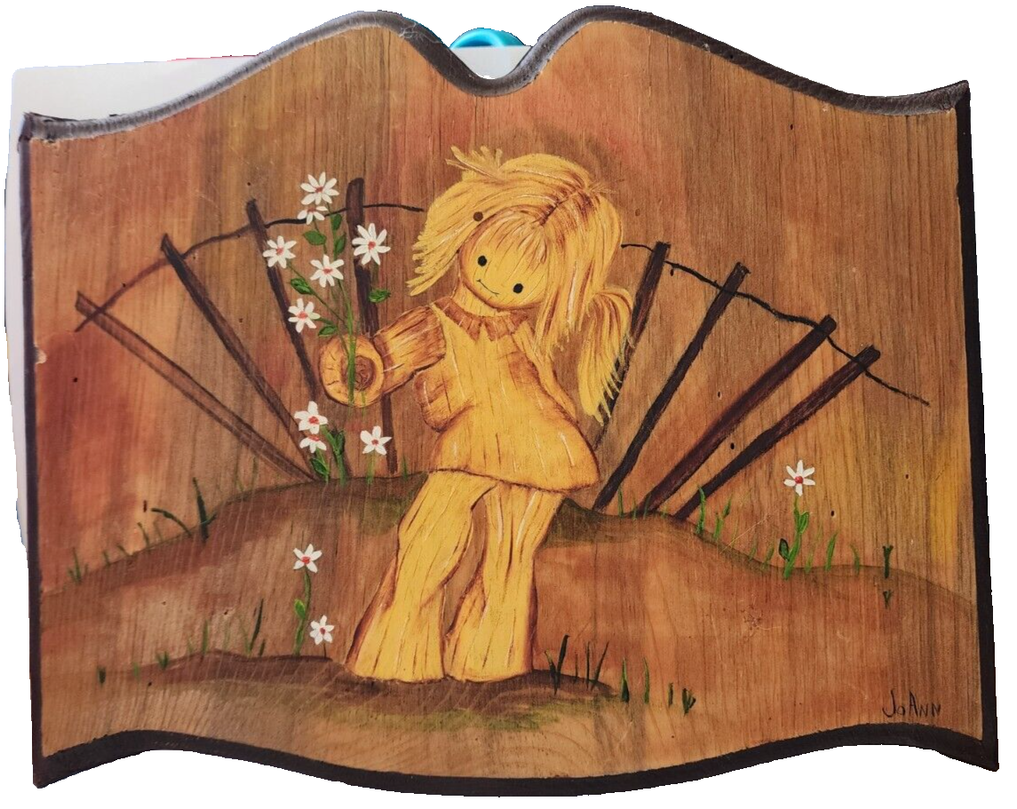 Folk Art CHILDRENS WOODEN PLAQUE by joAnn