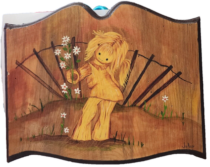 Folk Art CHILDRENS WOODEN PLAQUE by joAnn