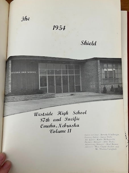 Westside High School 1954 Omaha Nebraska Yearbook - Shield
