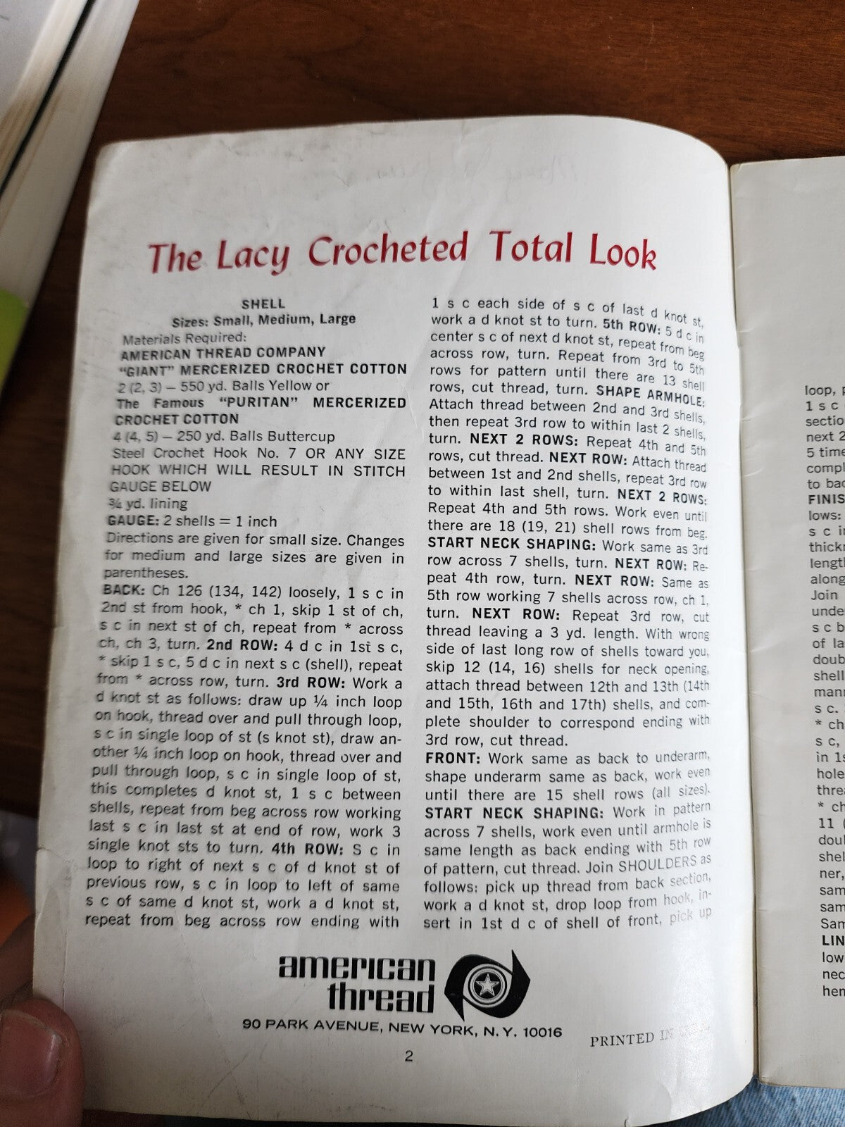 Vtg American thread Co. Star book #200 Crochet Paperback