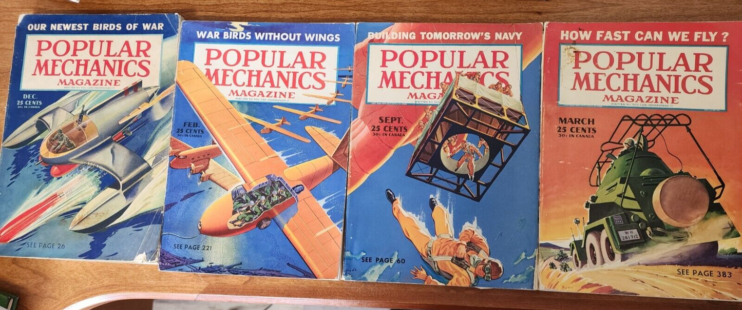 Lot of 4 Vintage Popular Mechanics Magazines 1941