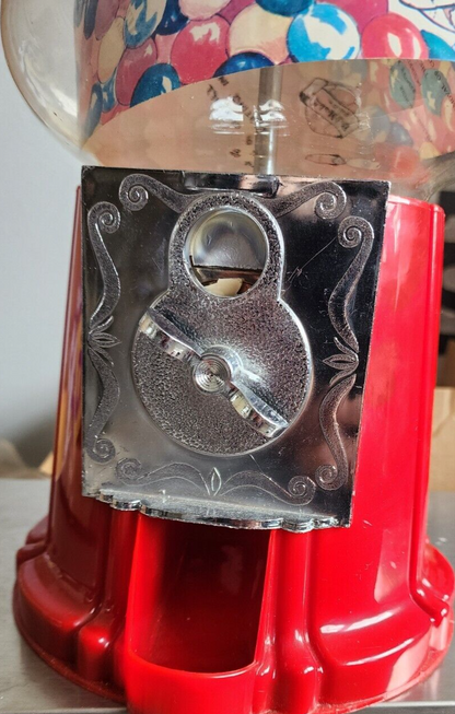 Vtg Gumball Machine - 11-Inch Retro-Style, Coin-Operated Cast Metal