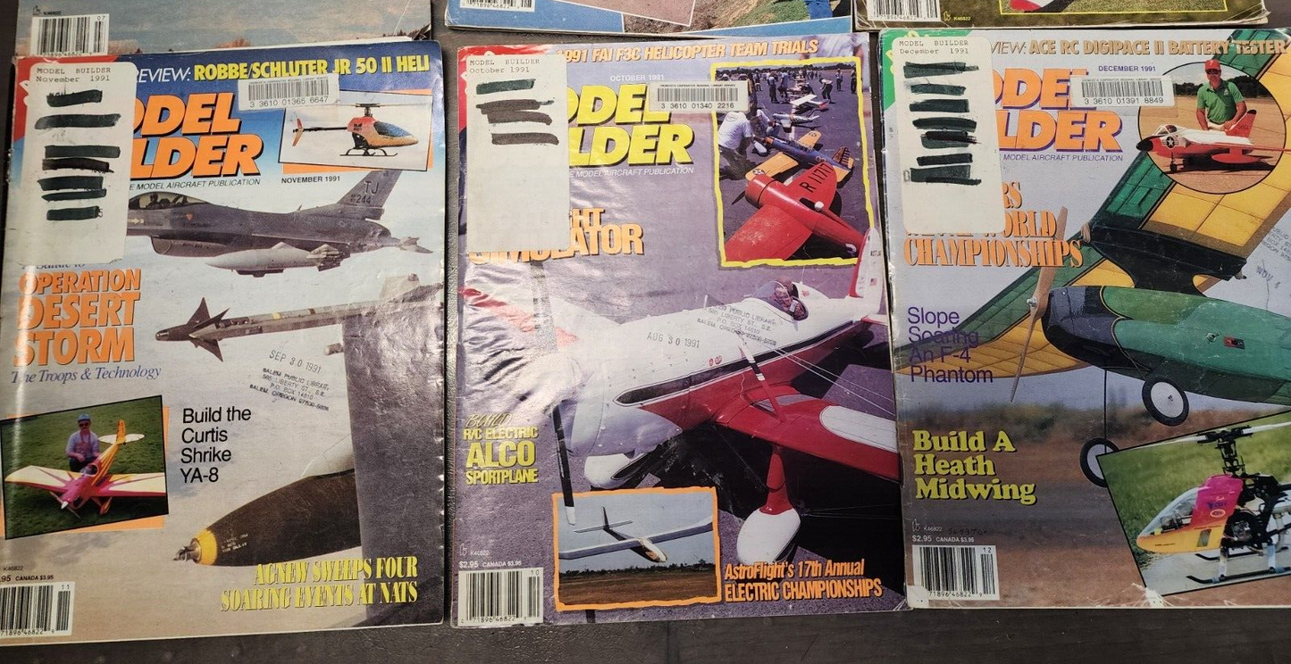Model Builder Airplane Aviation Magazines RC Modeler 1991 full year 12 issues