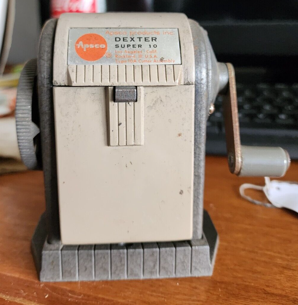 Vtg  Apsco Dexter Super 10 Pencil Sharpener - 6 Hole