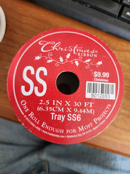 2 Glitter Christmas Wired Edge Ribbon - 1.5” x 30' and 2.5 in x 30'