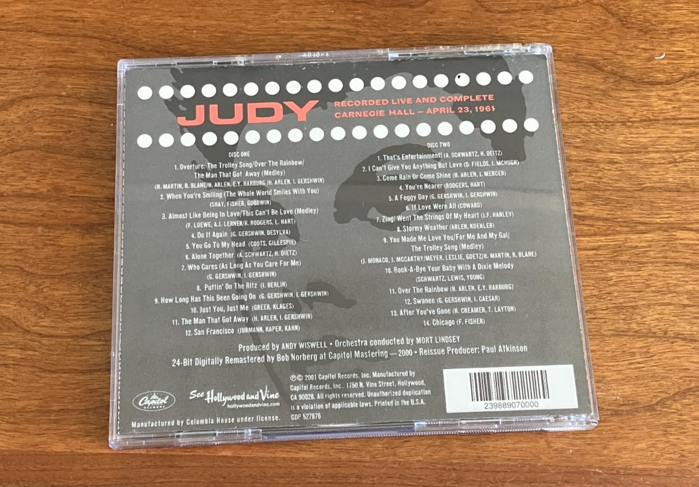Judy Garland CD: Judy at Carnegie Hall (double CDs)