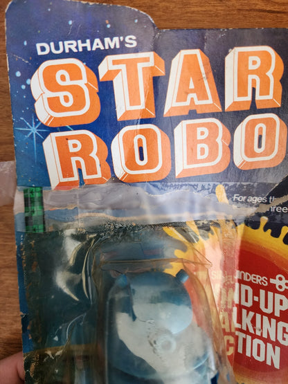 1978 Durham Sindwinder STAR ROBOT Wind-Up Toy Blue