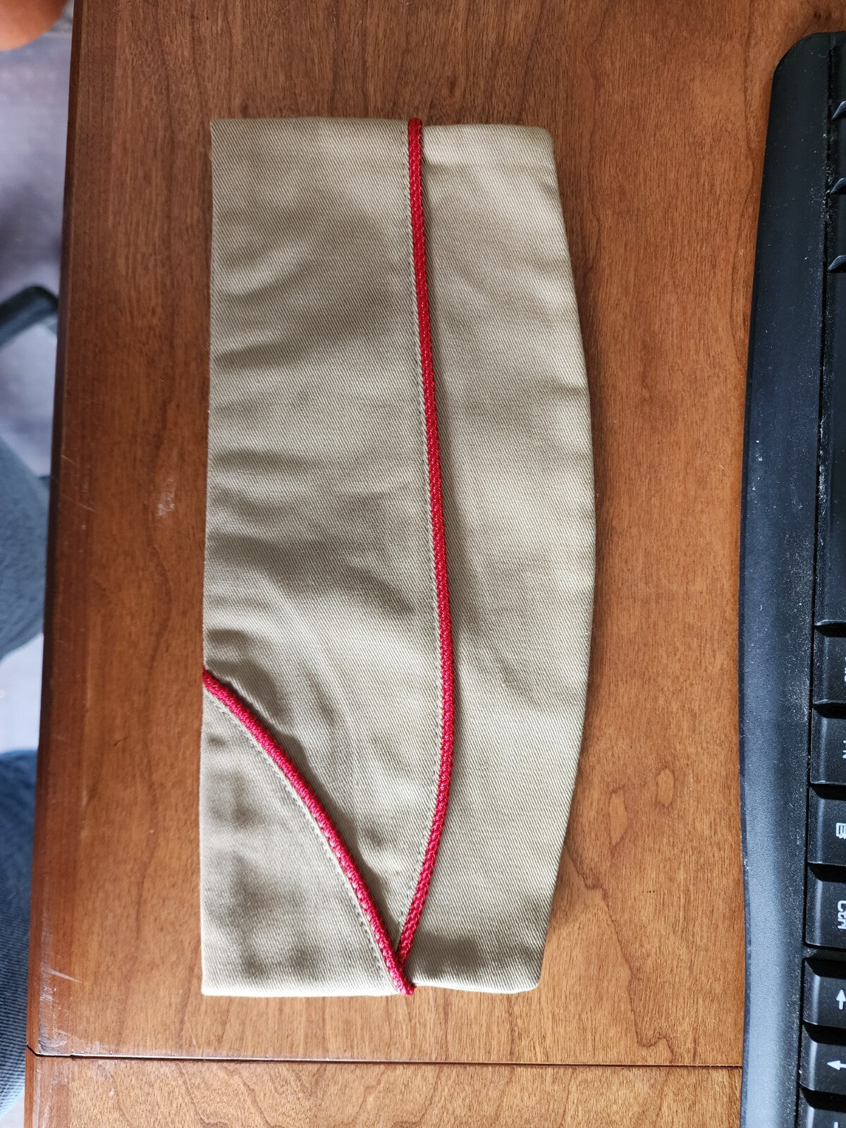 US Military AF Garrison Wool Cap/hatsize 6-3/4 Khaki Tan & Red