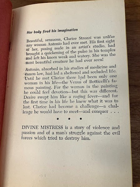 Vtg Paperback - Divine Mistress by Frank G Slaughter