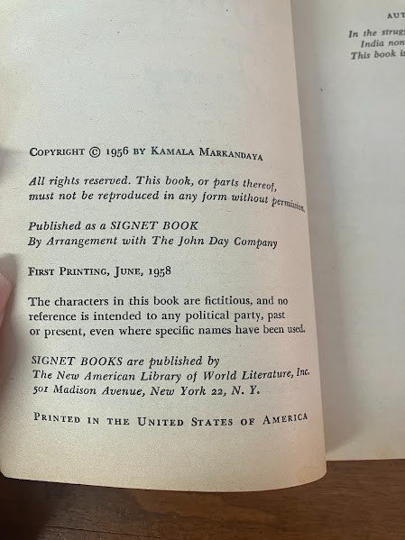 Signet Book - Some Inner Fury By Kamala Markandaya