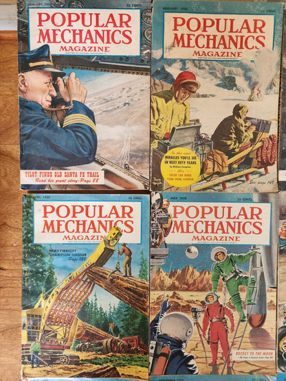 Vtg 1950's Lot Of 9 Popular Mechanics Magazines