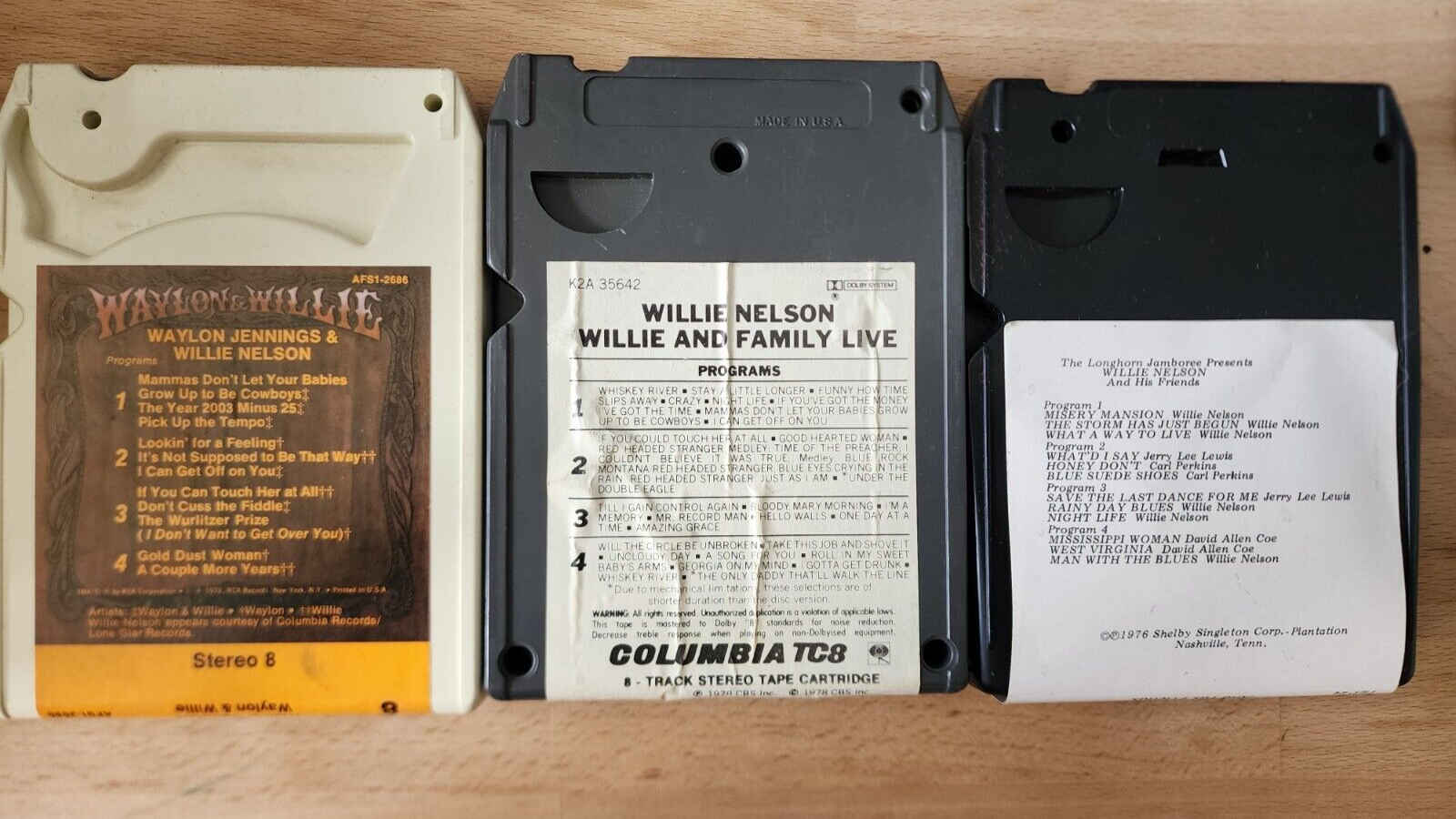 Lot 3 Willie Nelson 8 Track Tapes Untested