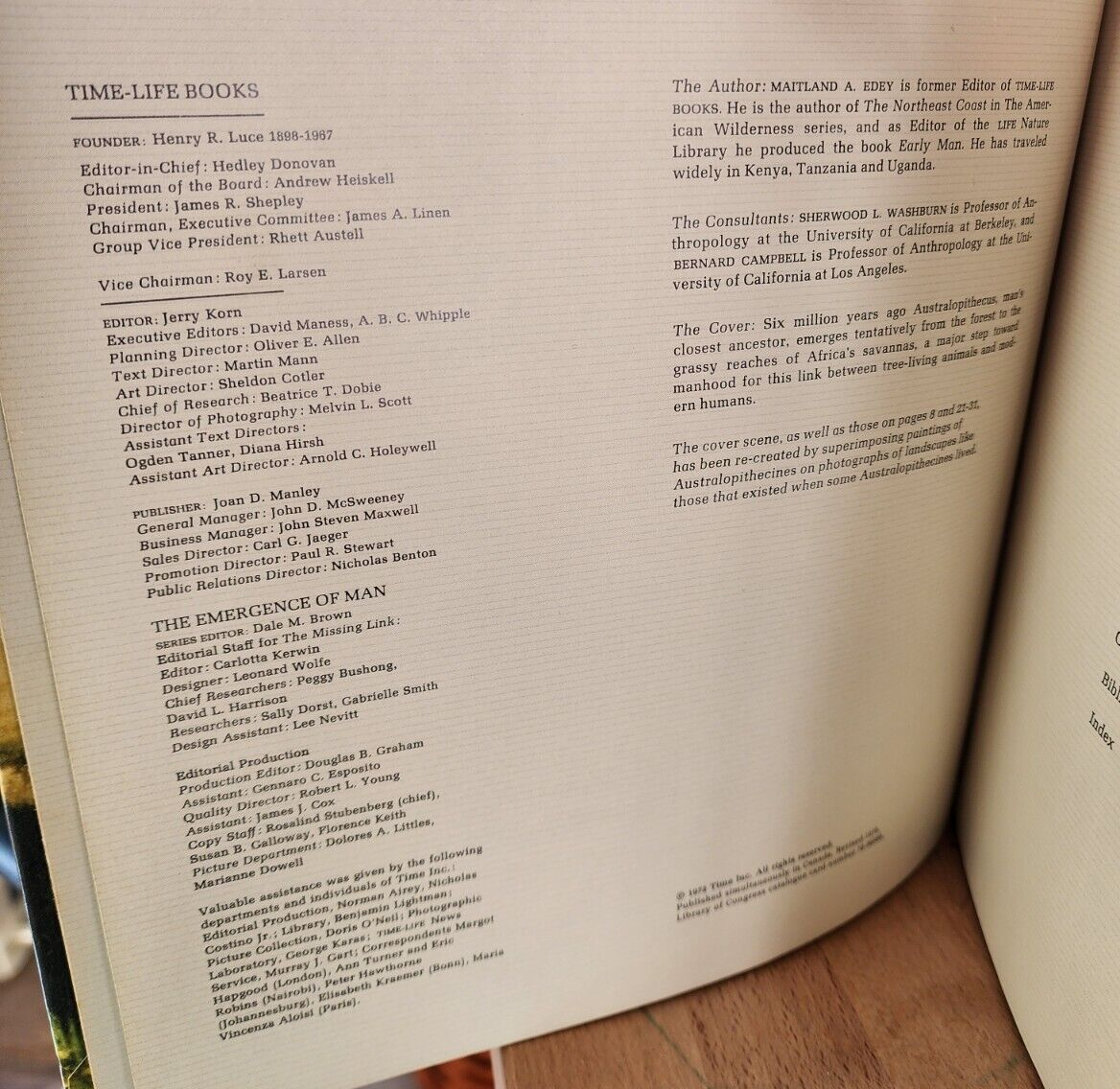 Emergence Of Man THE MISSING LINK  1972 Hardcover