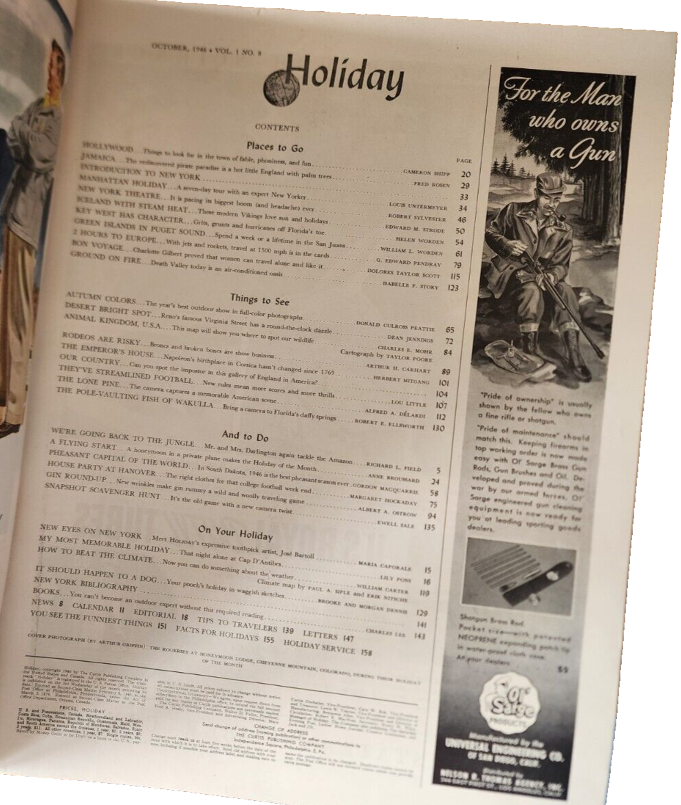 1946 OCTOBER HOLIDAY MAGAZINE - CHEYENNE MOUTAIN COLORADO