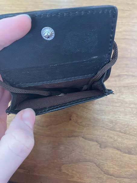 ID Holders: Black Leather Wallets - With Neck Straps (2)