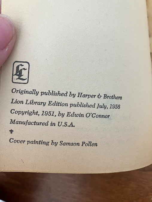 Vtg Paperback - THE ORACLE by Edwin O'Connor