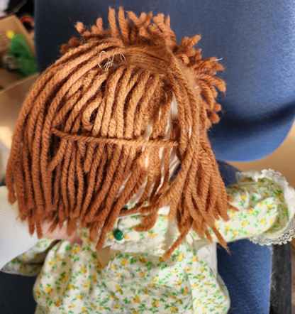 Lovely Soft Rag Doll Green & Yellow Dress Girl Doll Medium 18"
