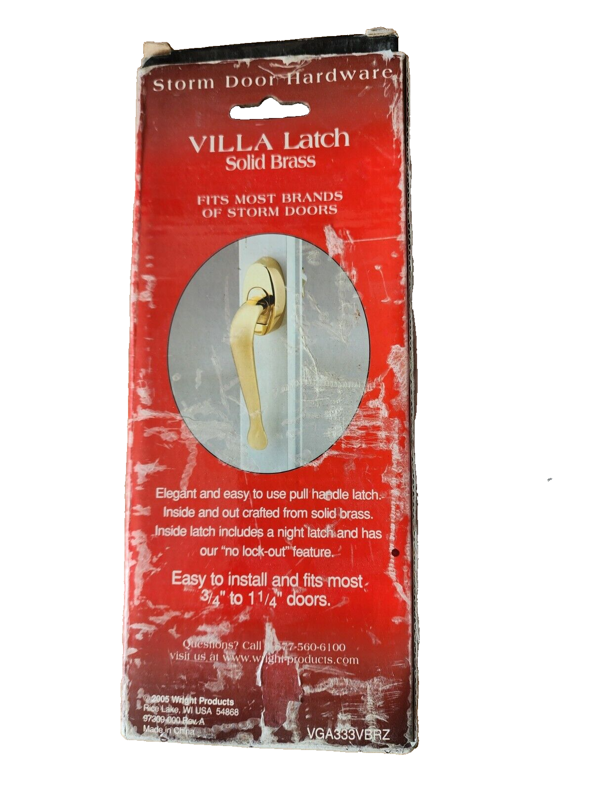 Accents Villa Storm Door Pull Handle Latch Solid Brass VGA333VBRZ