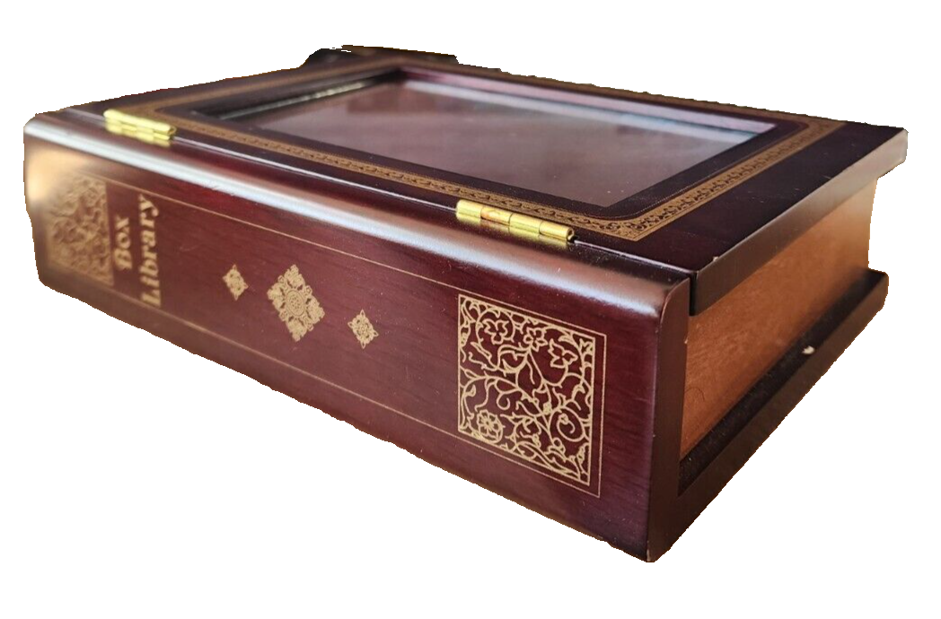 Home Decor Vtg Library Box Wood Book Album 8x6 inch