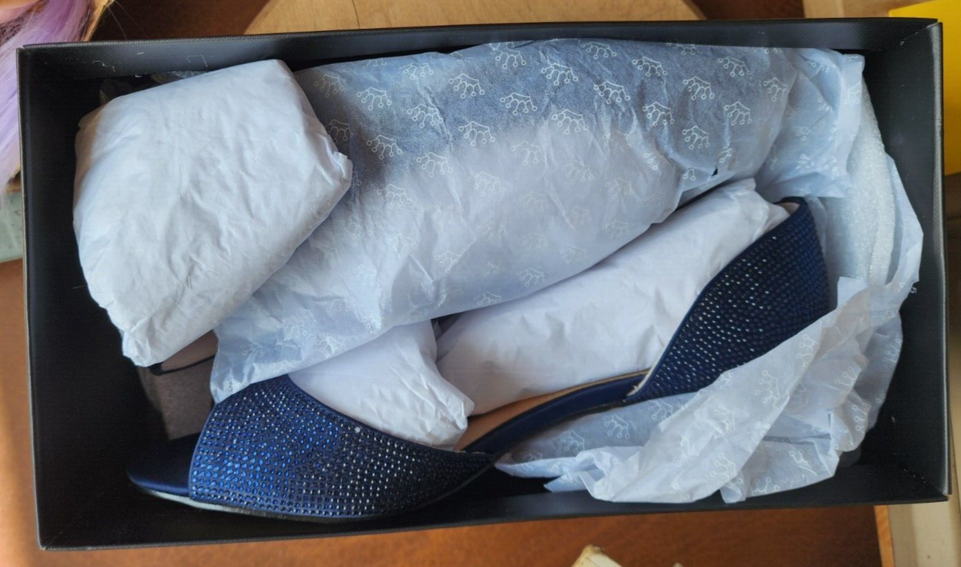 Nina Rossie-W Size 8 W New Navy Luster Satin (A)