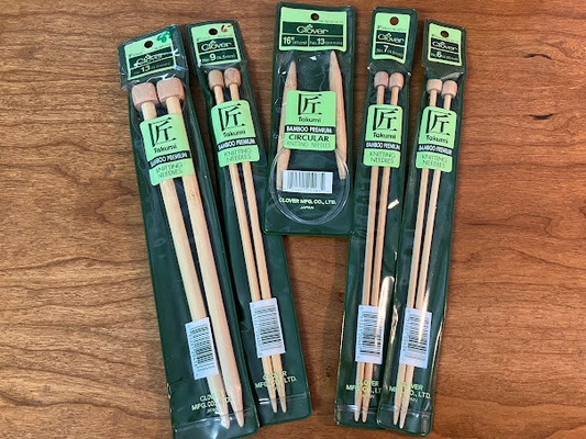 Bamboo Premium Knitting Needles - Lot of 5 - No. 6, 7, 9, 13, and 13