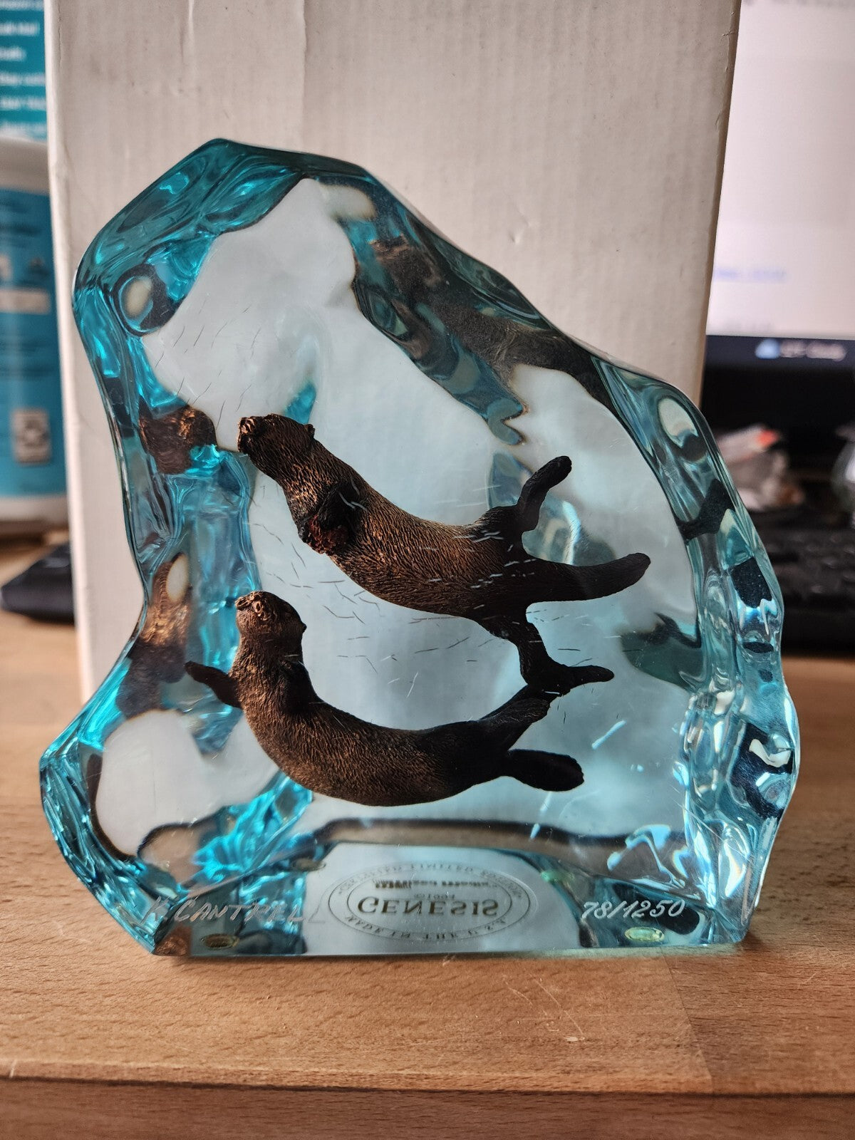 Kitty cantrell Genesis Sea Otter iceberg lucite acrylic sculpture 1994 VTG