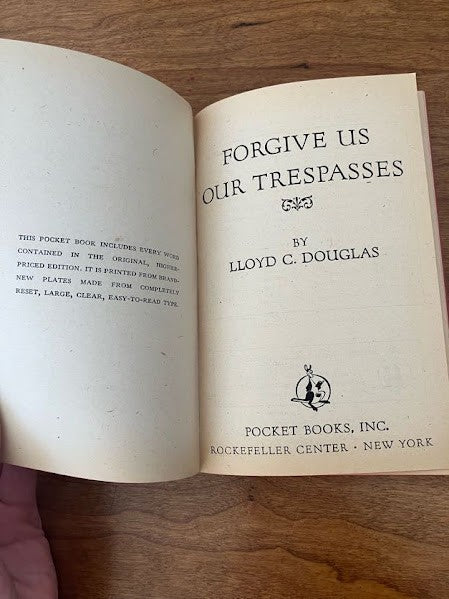 Vtg Pocket Book - FORGIVE US OUR TRESPASSES: Lloyd C. Douglas