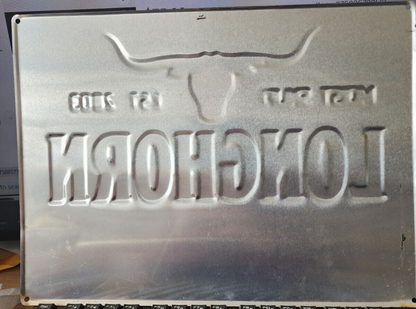 Longhorn Moist Snuff Sign Tobacco Tin Metal Copenhagen 15.5 x 11.5