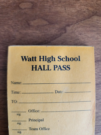 Watt School Hall Pass Student Teacher Form