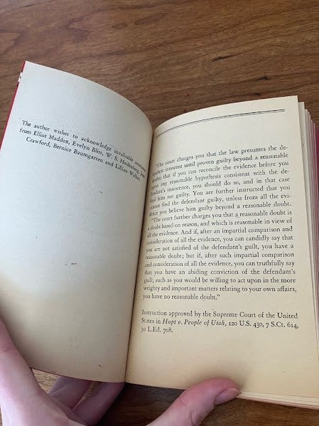Vtg Pocket Book - Beyond a Reasonable Doubt By C W Grafton