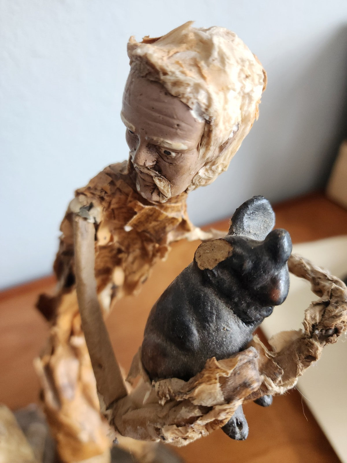 Folk Art Paper Mache Dolls - Violin & Pig