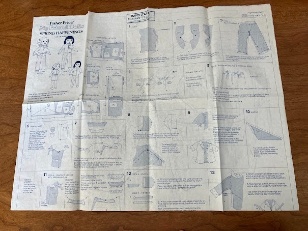 Vintage Lot/Set of 4 Fisher Price My Friend Doll Patterns