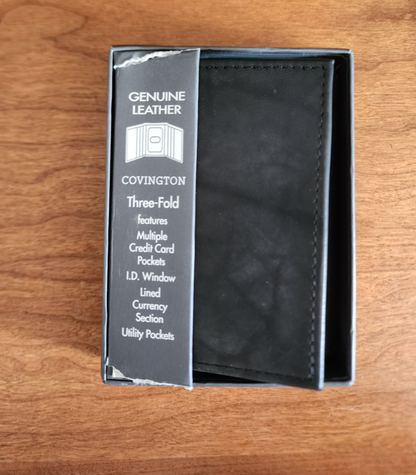 Covington Men’s Black Leather Wallet Three Fold